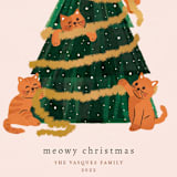 "happy meows" - Holiday Cards in Blush by Jennifer Lew - Detail