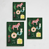 "Quirky Ornaments" - Holiday Cards in Forest by Tamara Hilje - Formats Available