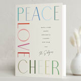 "Peace Love Cheer" - Holiday Cards in Fruitcake by Pixel and Hank - Folded Card