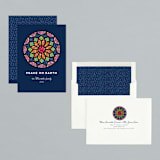 "Rosette" - Holiday Cards in Navy by peetie design - Assembled