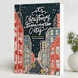 "Christmas in the City" - Holiday Cards in Midnight by Lauren Jinhee - Folded Card