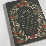 "Holly Berry + Pine" - Holiday Cards in Garland by Wildfield Paper Co - Detail