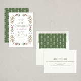 "Folk Floral" - Holiday Cards in Pine by Wildfield Paper Co - Assembled