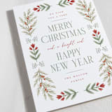 "Folk Floral" - Holiday Cards in Pine by Wildfield Paper Co - Detail