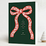 "Botanical Bow" - Holiday Cards in Evergreen by Paper Raven Co. - Folded Card