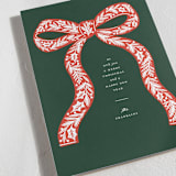"Botanical Bow" - Holiday Cards in Evergreen by Paper Raven Co. - Detail
