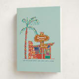 "Cozy Retro Place" - Holiday Cards in Ice Blue by Becky Nimoy - Folded Card