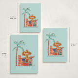 "Cozy Retro Place" - Holiday Cards in Ice Blue by Becky Nimoy - Formats Available