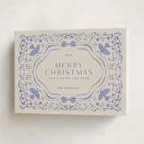 "Painterly Ceramic Border" - Holiday Cards in Winter Sky by Lucrecia Caporale - Folded Card