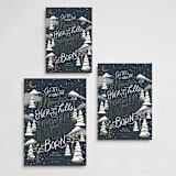 "Over The Hills" - Holiday Cards in Winter Night by Alethea and Ruth - Formats Available