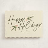 "Holiday Script" - Holiday Cards in Eggnog by Robert and Stella - Front