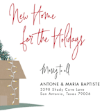 "New Home For The Holidays" - Holiday Cards in Cherry by Elky Ink - Close-Up