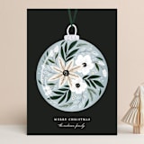 "Floral Bulb" - Holiday Cards in Dusty Blue by Megan Cash - Front