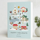 "Little City" - Holiday Cards in Wintermint by Lauren Jinhee - Folded Card