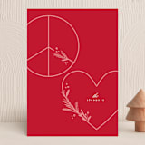 "peace n love sign" - Holiday Cards in Candy Cane by Creo Study - Front