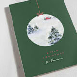 "Snowy Scene Ornament" - Holiday Cards in Fern by Lindsay Megahed - Detail