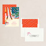 "May Merry" - Holiday Cards in Clementine by Marabou Design - Assembled