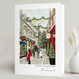 "City Sidewalks" - Holiday Cards in Crimson by Susan Moyal - Folded Card