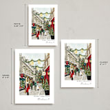 "City Sidewalks" - Holiday Cards in Crimson by Susan Moyal - Formats Available