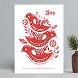 "THREE FRENCH HENS" - Holiday Cards in Cardinal by Melanie Kosuge - Front