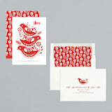 "THREE FRENCH HENS" - Holiday Cards in Cardinal by Melanie Kosuge - Assembled