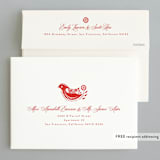 "THREE FRENCH HENS" - Holiday Cards in Cardinal by Melanie Kosuge - FREE Recipient Addressing