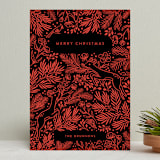 "Leaping Reindeers" - Holiday Cards in Santa Red by Shannon Chen of Four Wet Feet Studio - Front