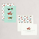 "Dachshund Through the Snows" - Holiday Cards in Mint by Itsy Belle Studio - Assembled