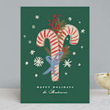 "WRAPPED CANDY CANES" - Holiday Cards in Evergreen by Gina Grittner - Front
