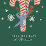 "WRAPPED CANDY CANES" - Holiday Cards in Evergreen by Gina Grittner - Close-Up