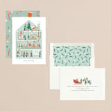 "Santa and The Techie Elves" - Holiday Cards in Elf Shoes by Grae - Assembled