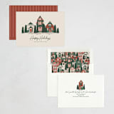 "Happy Holidays Village" - Holiday Cards in Merlot by Katrina Edwards - Assembled