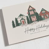 "Happy Holidays Village" - Holiday Cards in Merlot by Katrina Edwards - Detail