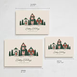 "Happy Holidays Village" - Holiday Cards in Merlot by Katrina Edwards - Formats Available