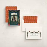 "Christmas Window" - Holiday Cards in Dark Turquoise by Becky Nimoy - Assembled