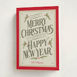 "Vintage Postcard" - Holiday Cards in Berry by Robert and Stella - Folded Card