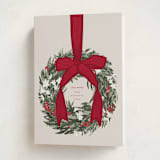 "Big Bow" - Holiday Cards in Holly Berry by Leah Bisch - Folded Card
