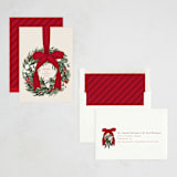 "Big Bow" - Holiday Cards in Holly Berry by Leah Bisch - Assembled