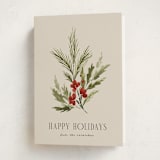 "Simple Sprig" - Holiday Cards in Toasted Almond by Kate Ahn - Folded Card