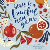 "Fruitful year" - Holiday Cards in Aqua by Vivian Yiwing - Close-Up