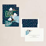 "Glory to God Angels" - Holiday Cards in Navy by Alethea and Ruth - Assembled