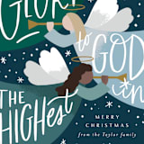 "Glory to God Angels" - Holiday Cards in Navy by Alethea and Ruth - Close-Up
