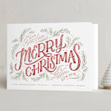 "Very Merry Christmas" - Holiday Cards in Cranberry by Wildfield Paper Co - Folded Card