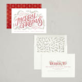 "Very Merry Christmas" - Holiday Cards in Cranberry by Wildfield Paper Co - Assembled