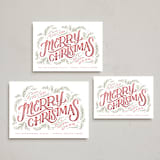 "Very Merry Christmas" - Holiday Cards in Cranberry by Wildfield Paper Co - Formats Available