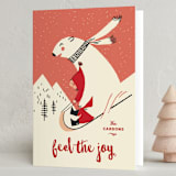 "Polar Friend" - Holiday Cards in Cranberry by Kimberly Morgan - Folded Card