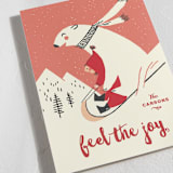 "Polar Friend" - Holiday Cards in Cranberry by Kimberly Morgan - Detail
