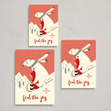"Polar Friend" - Holiday Cards in Cranberry by Kimberly Morgan - Formats Available