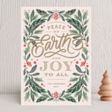 "Peace on Earth Florals" - Holiday Cards in Blush by Kristen Smith - Front
