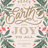 "Peace on Earth Florals" - Holiday Cards in Blush by Kristen Smith - Close-Up